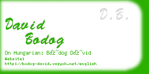 david bodog business card